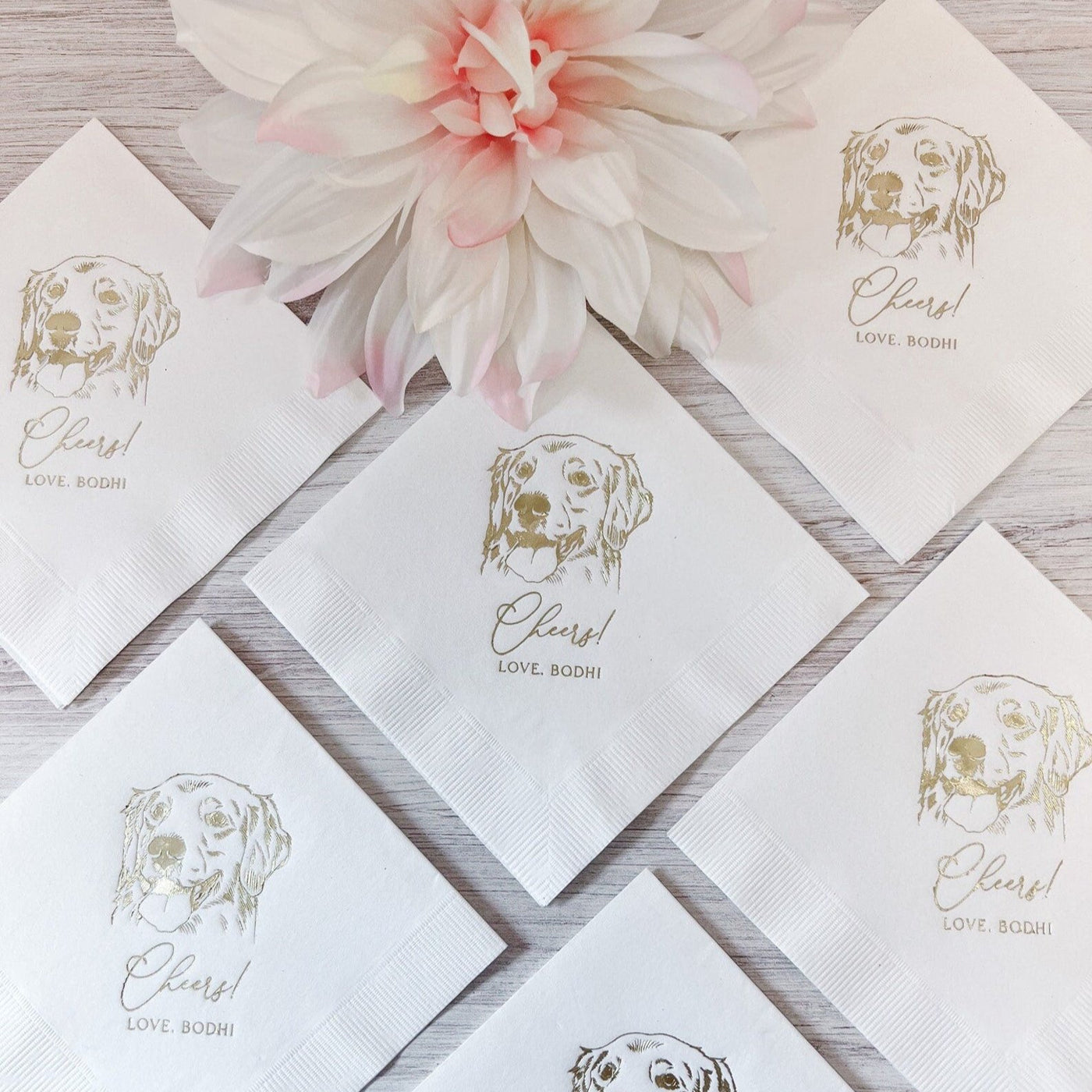 Custom Wedding Napkins Featuring Your Pet’s Illustration