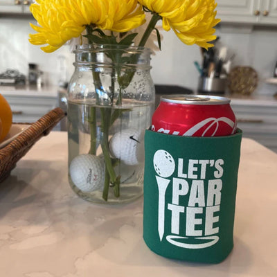 Let's Par-Tee Gold Wedding Beer Can Holder