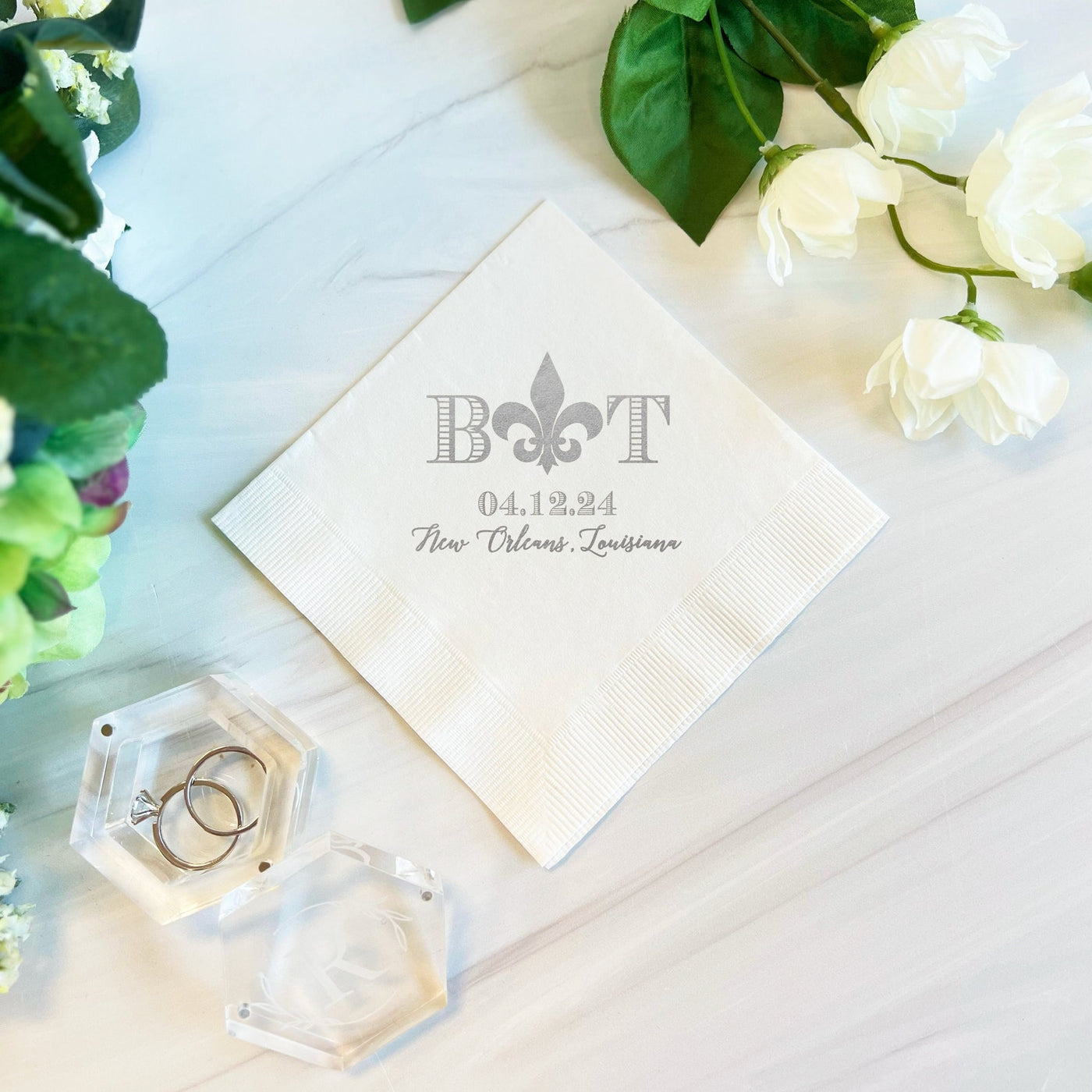 Fleur De Lis Personalized Wedding Napkins