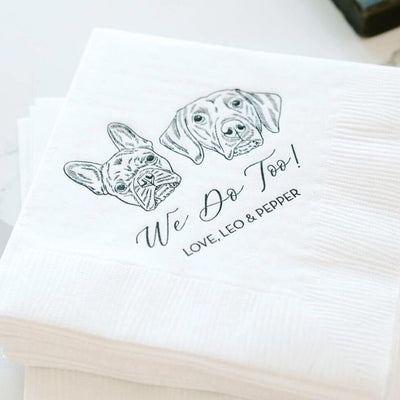 We Do Too Custom Pet Portrait Wedding Napkins