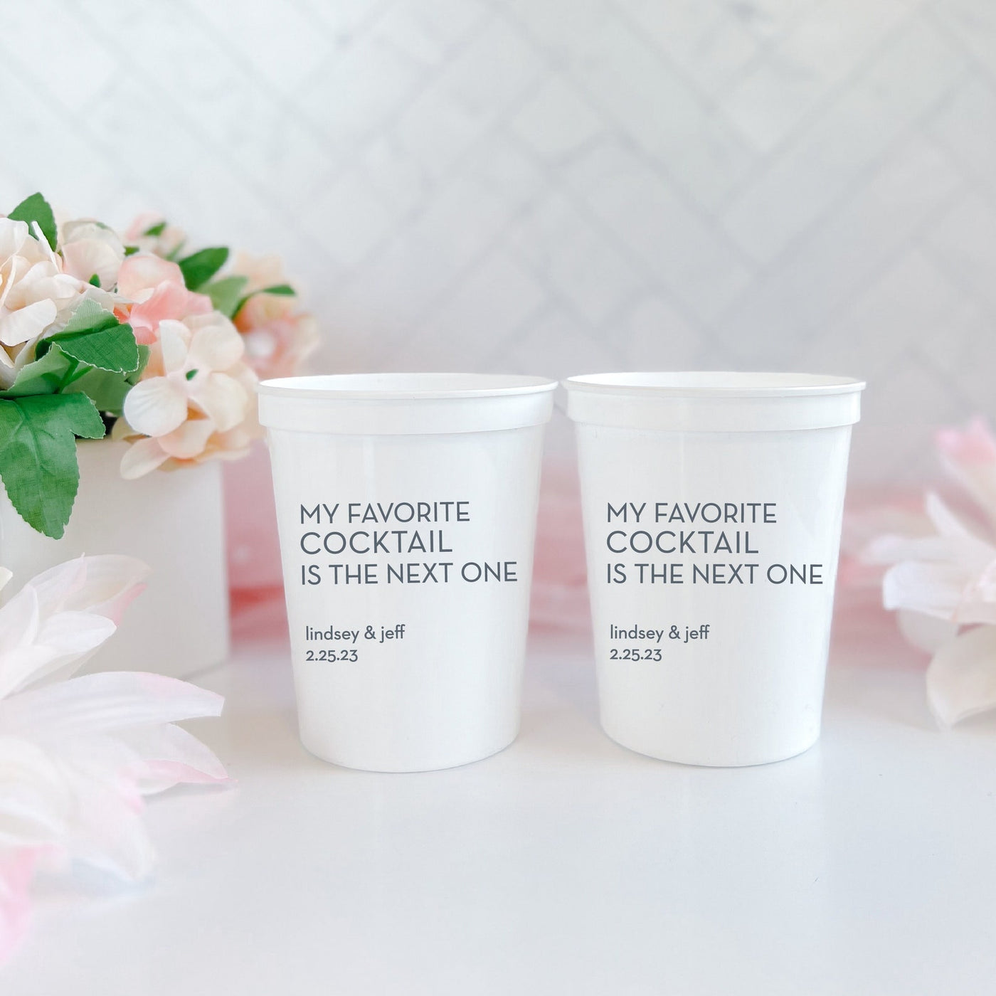 My Favorite Cocktail is the Next One Personalized Wedding Stadium Cups