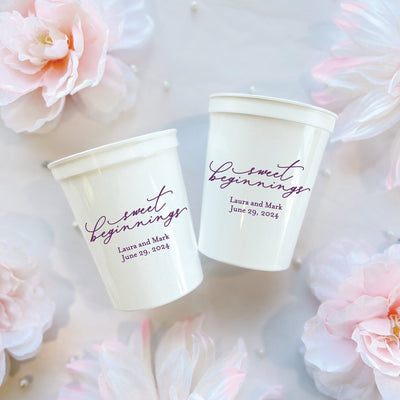 Sweet Beginnings Personalized Wedding Stadium Cups