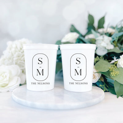 Modern Initials Wedding Personalized Stadium Plastic Cups