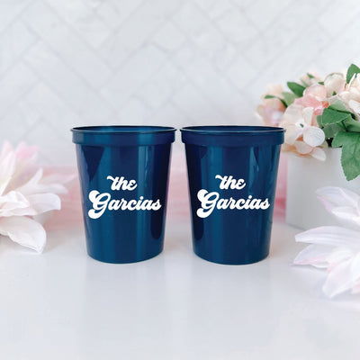 Last Name Wedding Personalized Stadium Plastic Cups