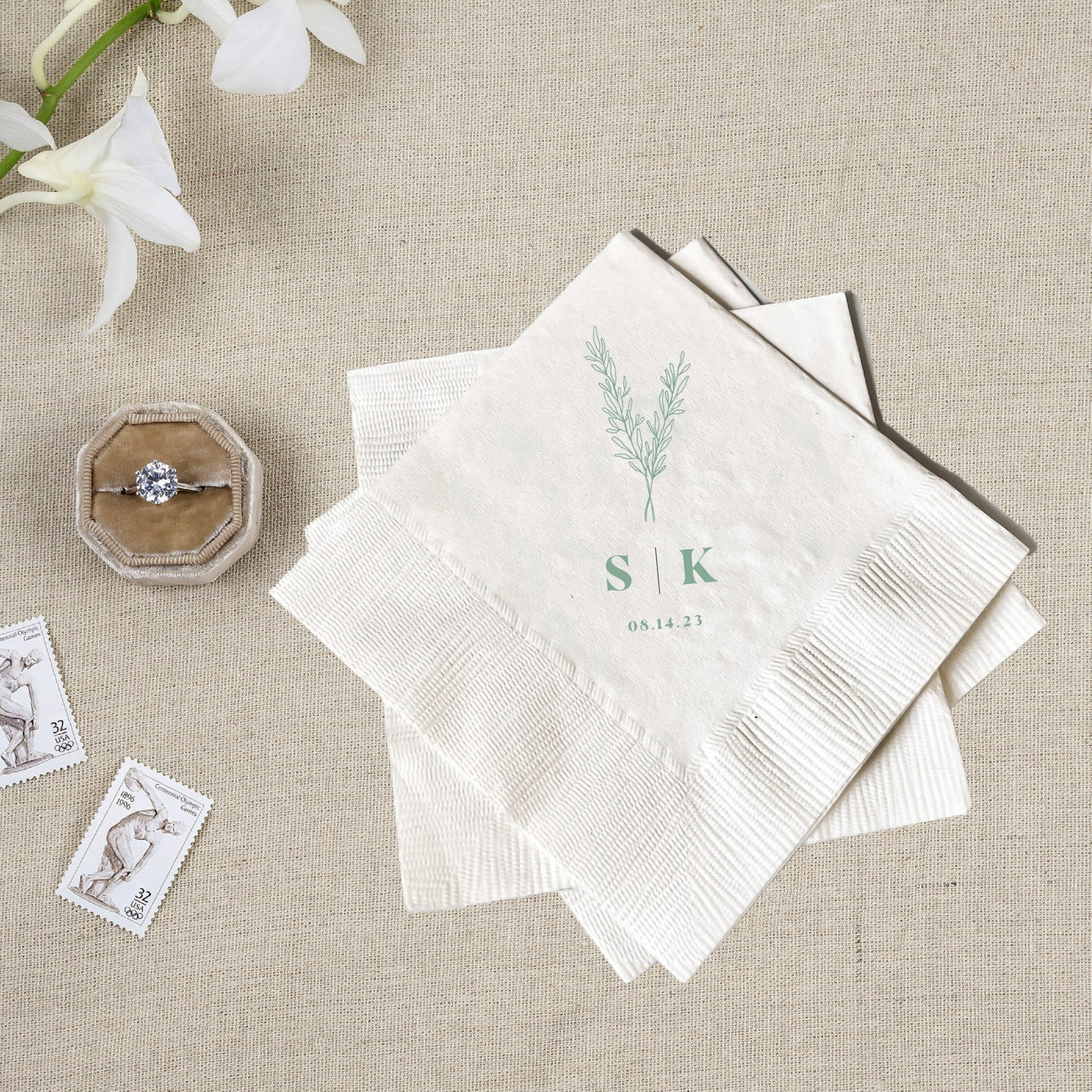 Monogrammed Wedding Napkins with Your Initials