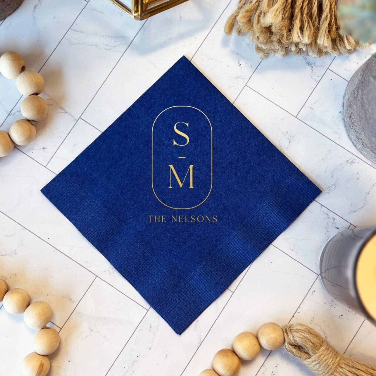 Wedding Napkins with Personalized Monogram - Napkins - Foil Stamped