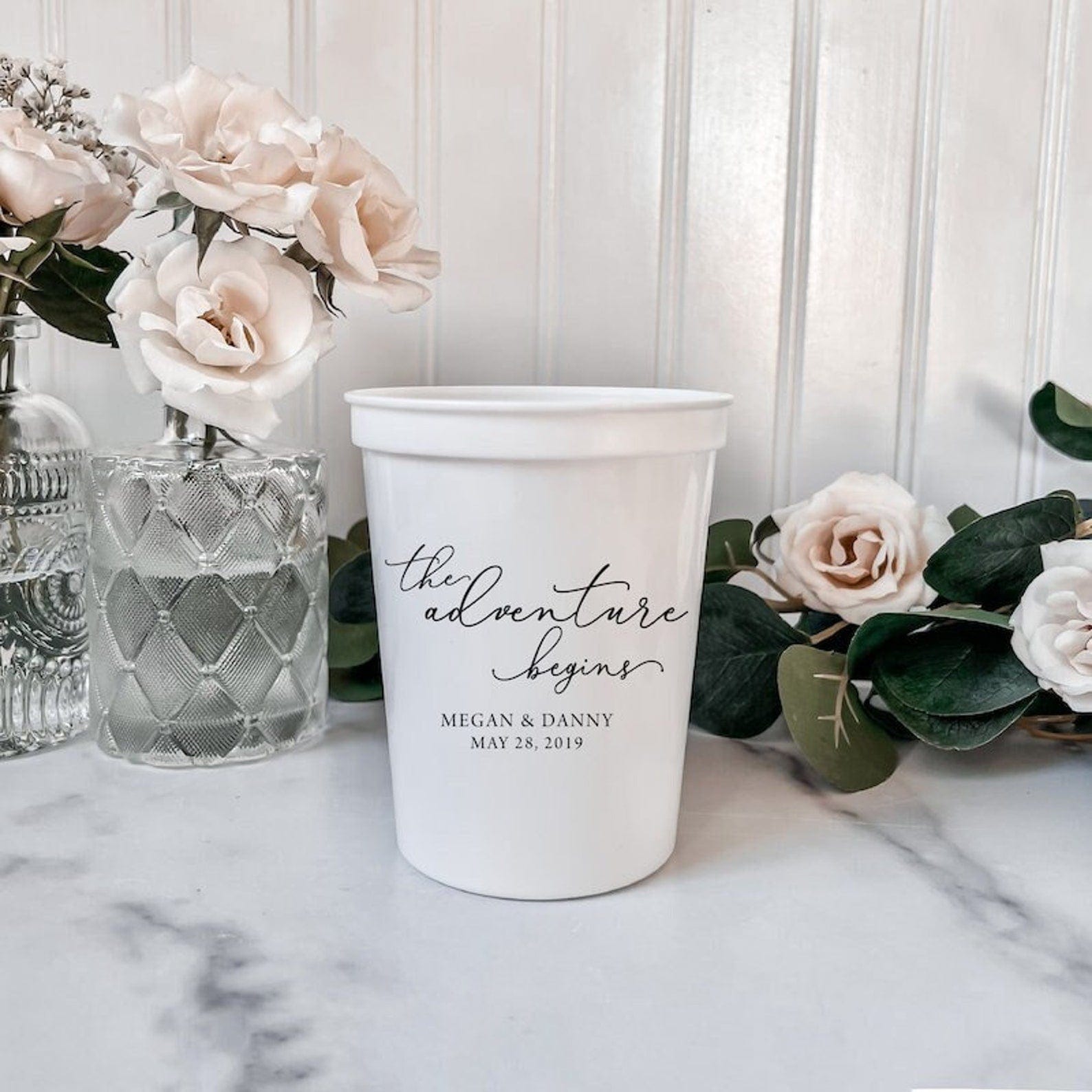 The Adventure Begins Personalized Wedding Stadium Cups - Cup - Stadium