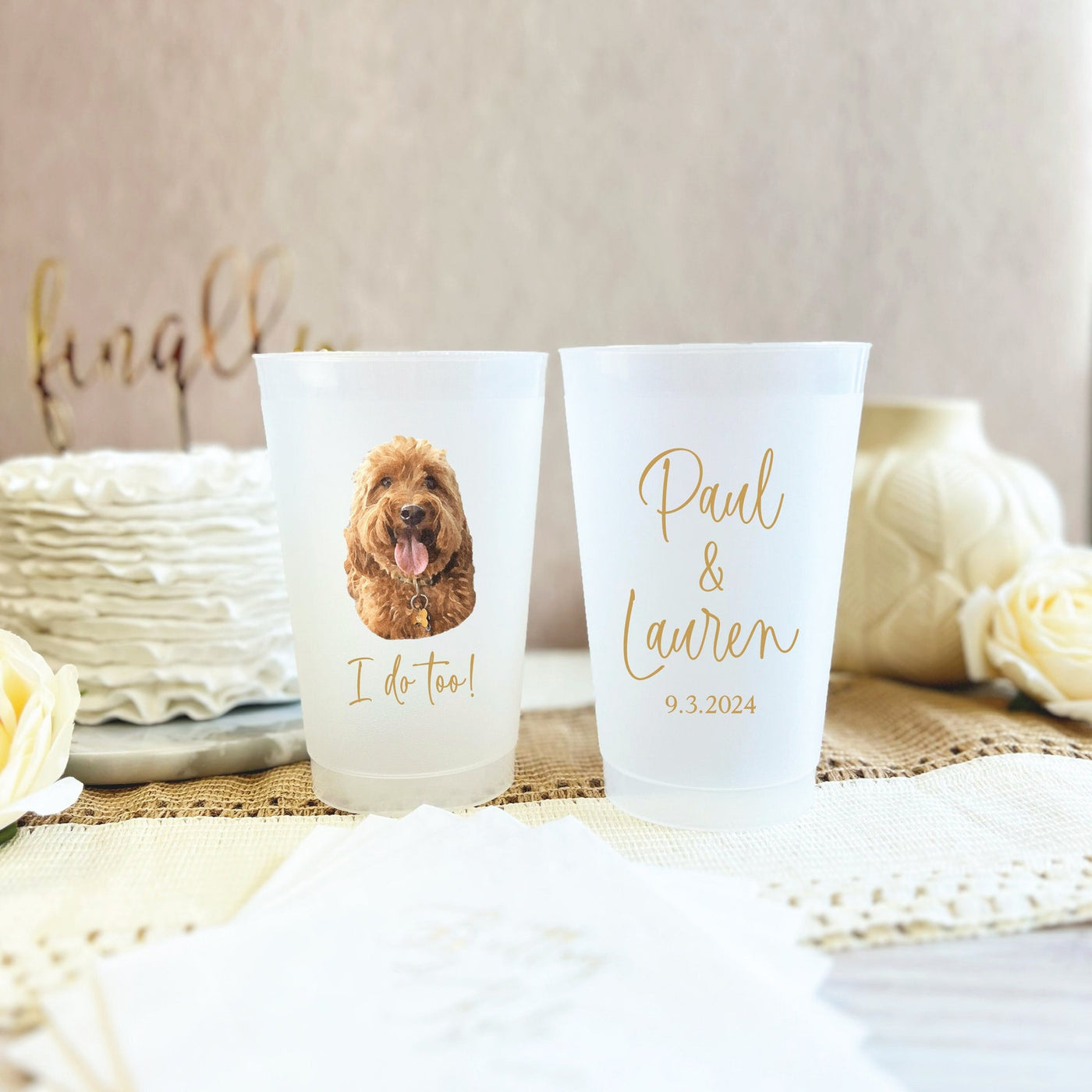 Custom Dog Wedding Cups with Full Color Design