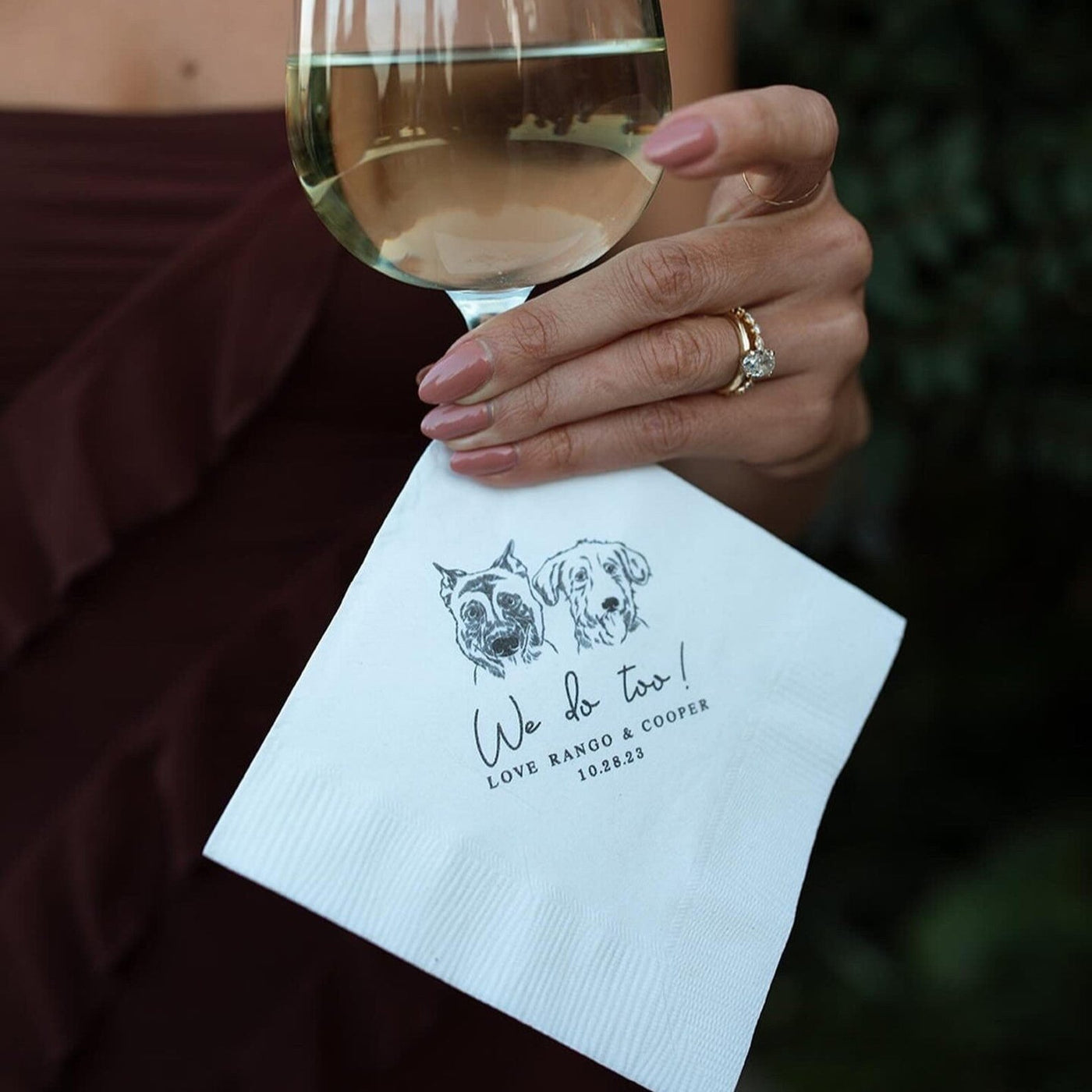 We Do Too Custom Pet Portrait Wedding Napkins