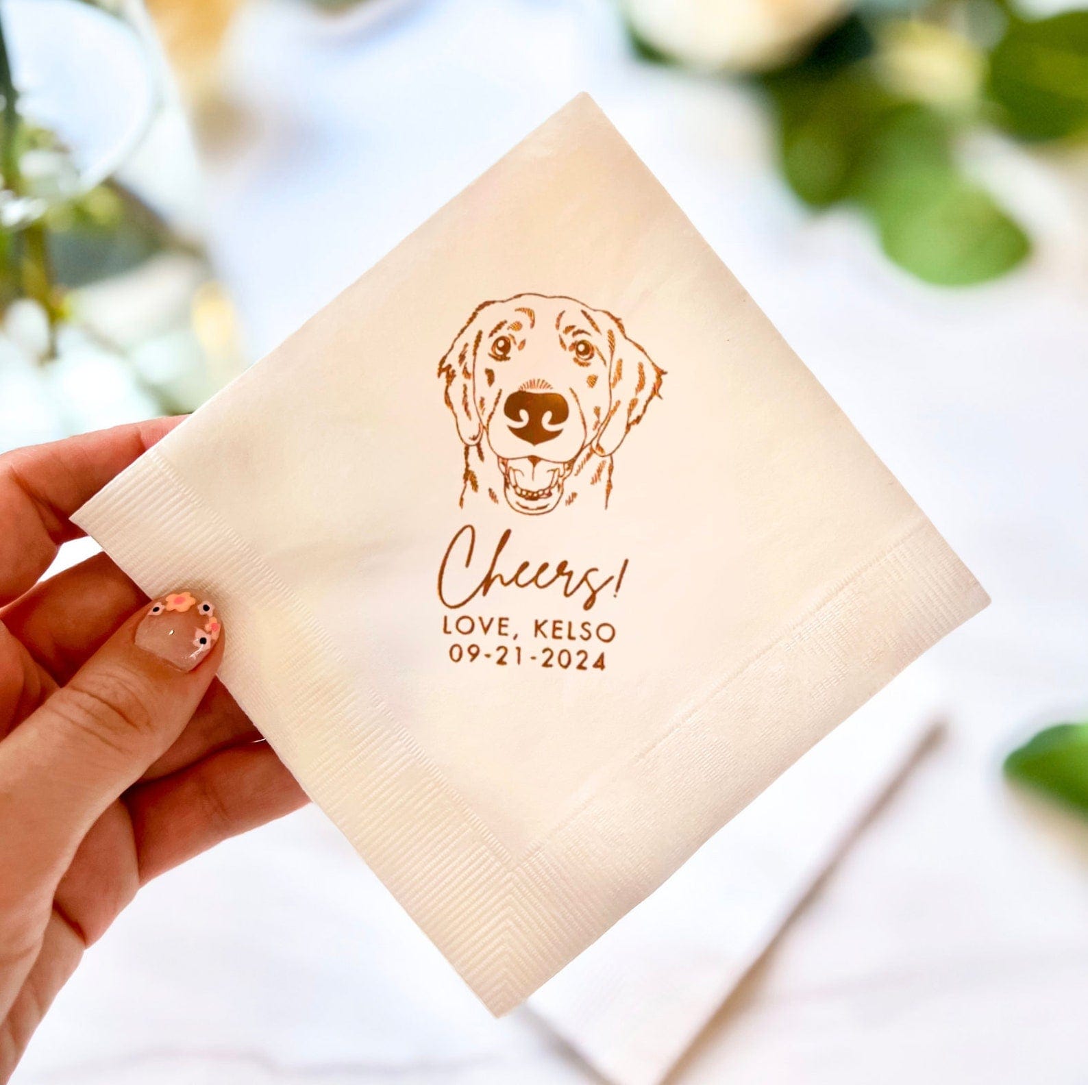 Custom Dog Wedding Napkins - Napkins - Foil Stamped - Dog