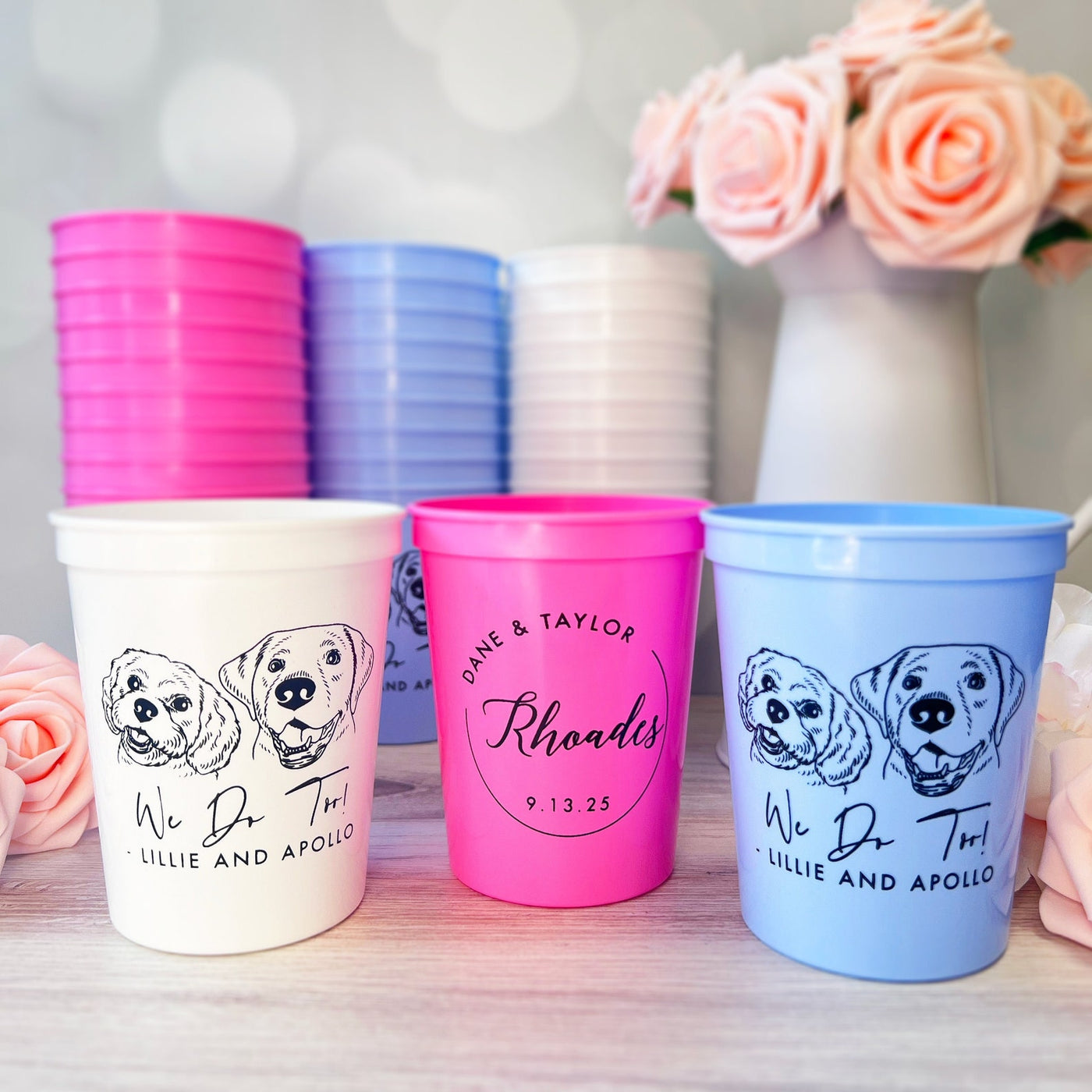 Custom Pet Portrait Stadium Plastic Cups