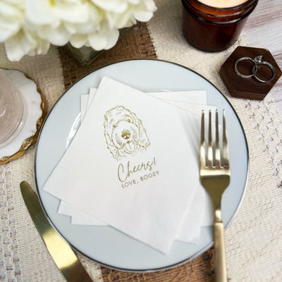 Personalized Pet Wedding Napkins with Custom Illustration of Your Dog