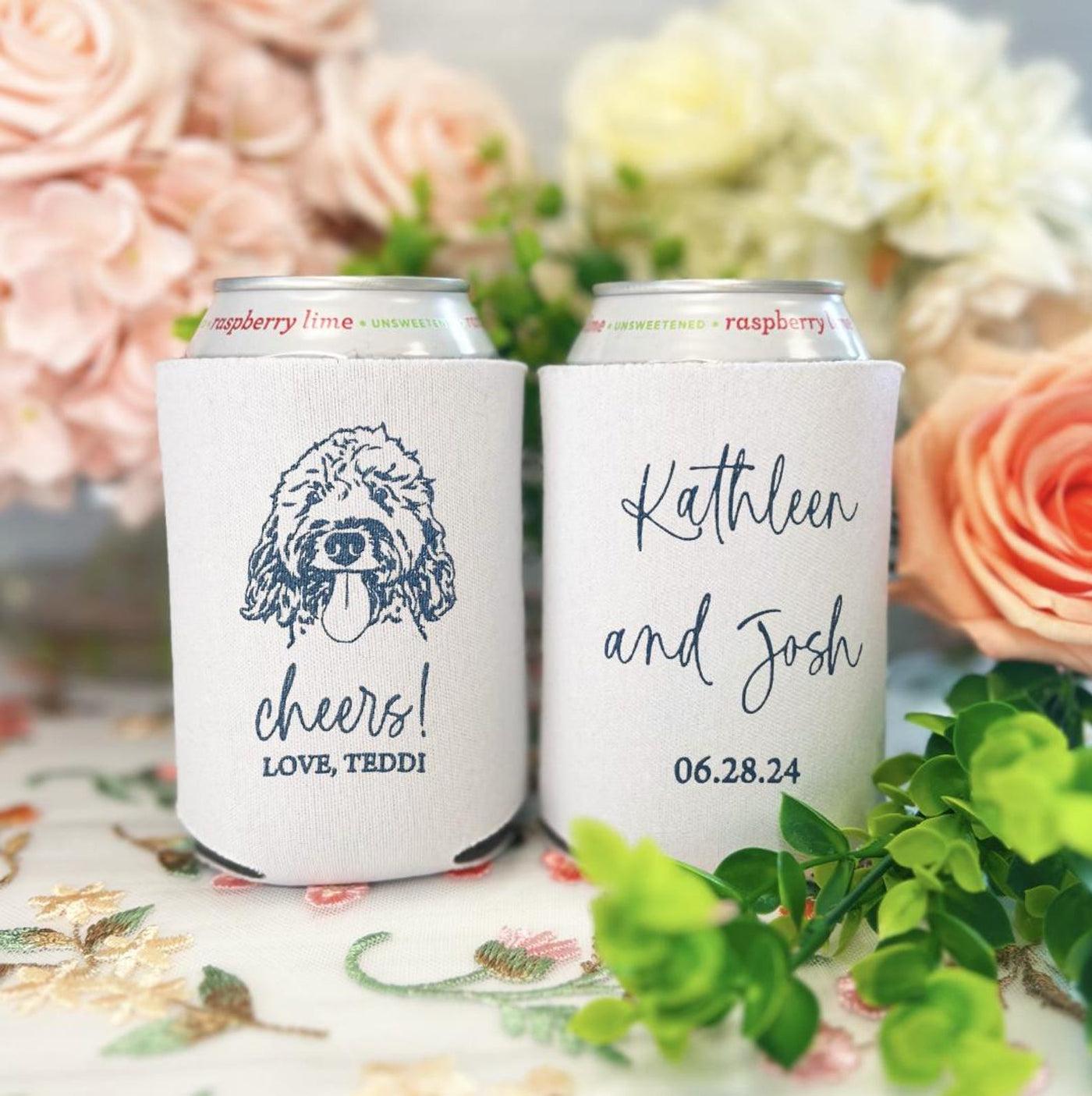 Dog Lover’s Custom Wedding Can Cooler