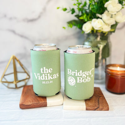 Personalized Disco Wedding Can Cooler Favors