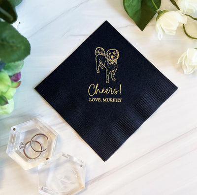 Custom Wedding Napkins with Pet Portraits