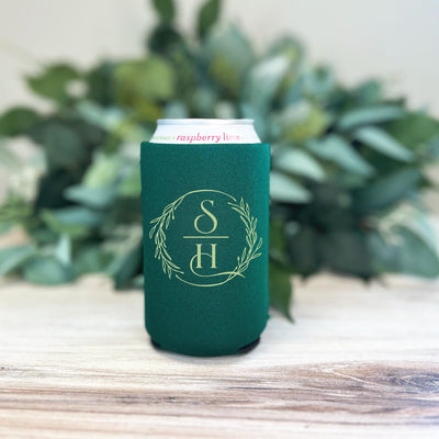 Custom Wedding Favor Beer Can Coolers with Monogram