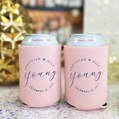 Personalized Can Coolers for Wedding Reception