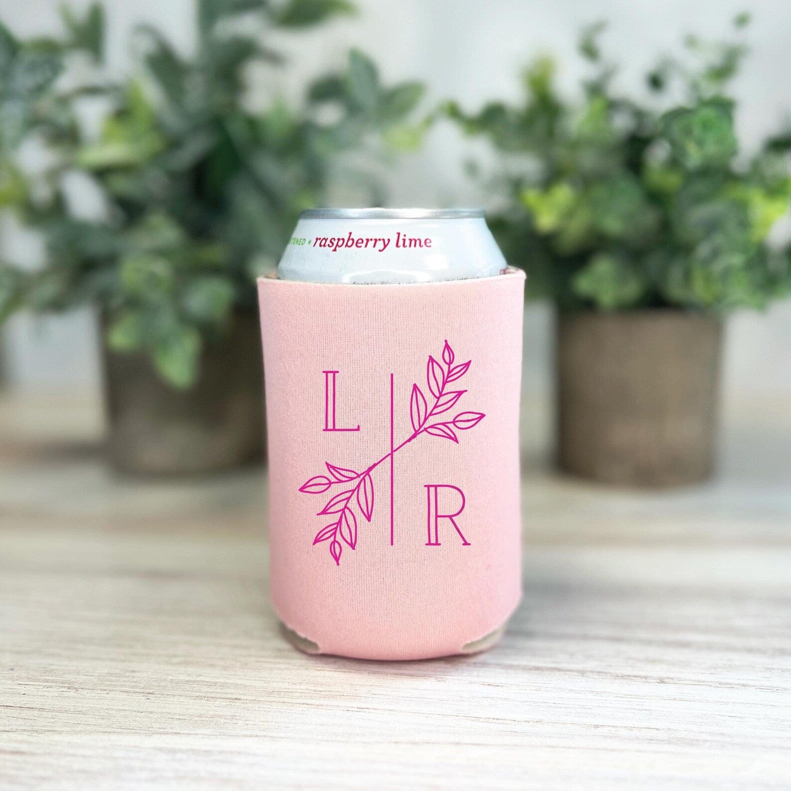 Floral Monogram Can Coolers for Wedding Reception - Can Cooler