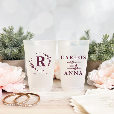 Elegant Frosted Plastic Cups for Wedding Reception