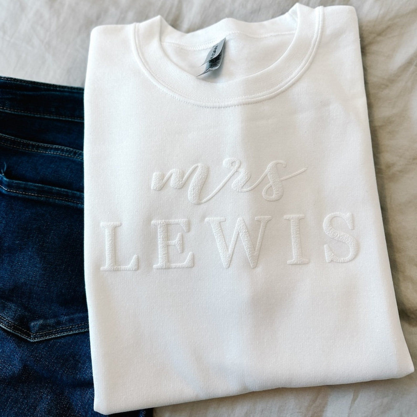 Personalized Bride Embossed Puff Print T-Shirt