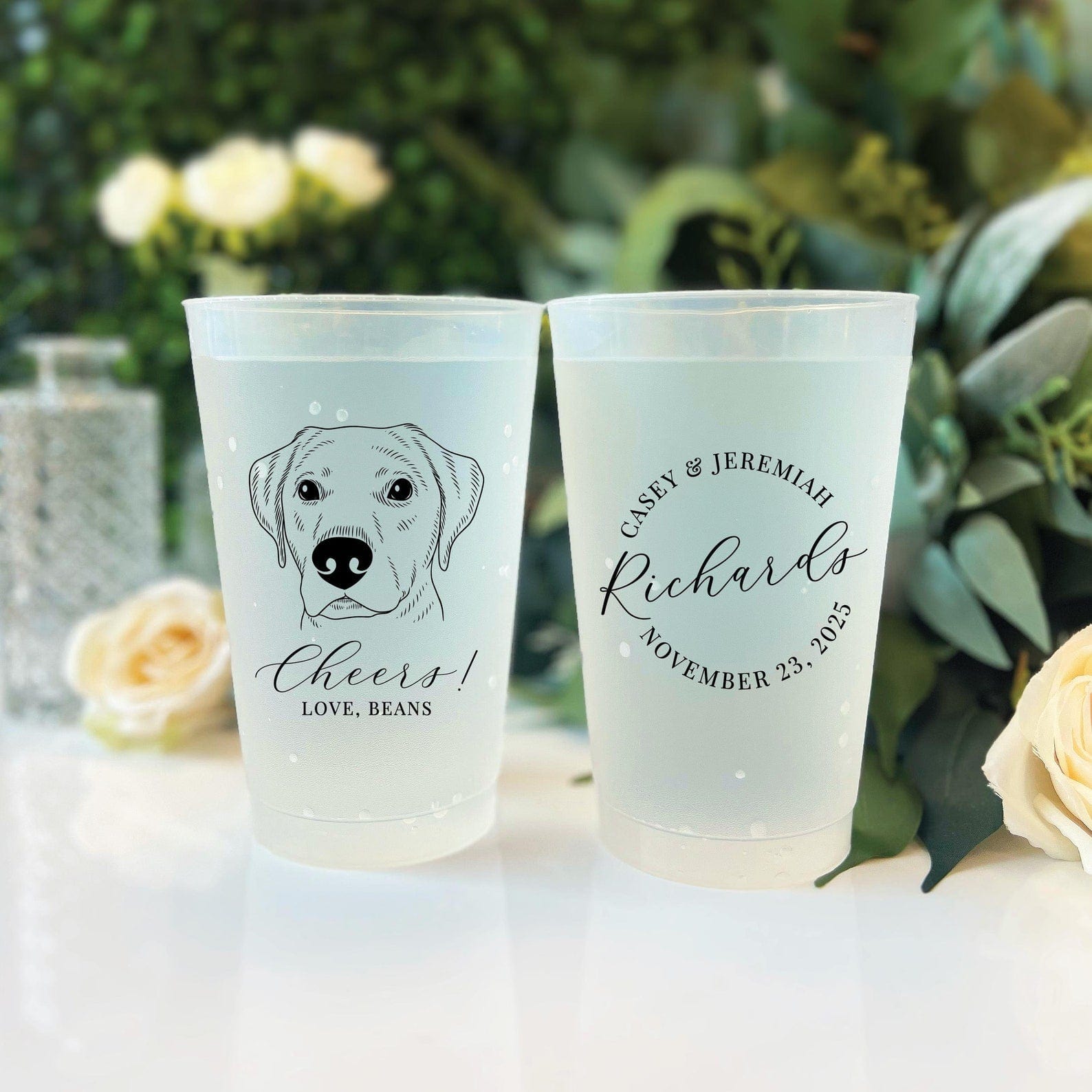 Custom Illustrated Pet Wedding Cups - Cup - Frosted - Dog