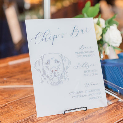 Custom Illustrated Pet Signature Drink Bar Menu