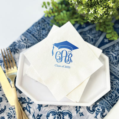 Elegant Monogram Graduation Napkins - Napkins - Foil Stamped
