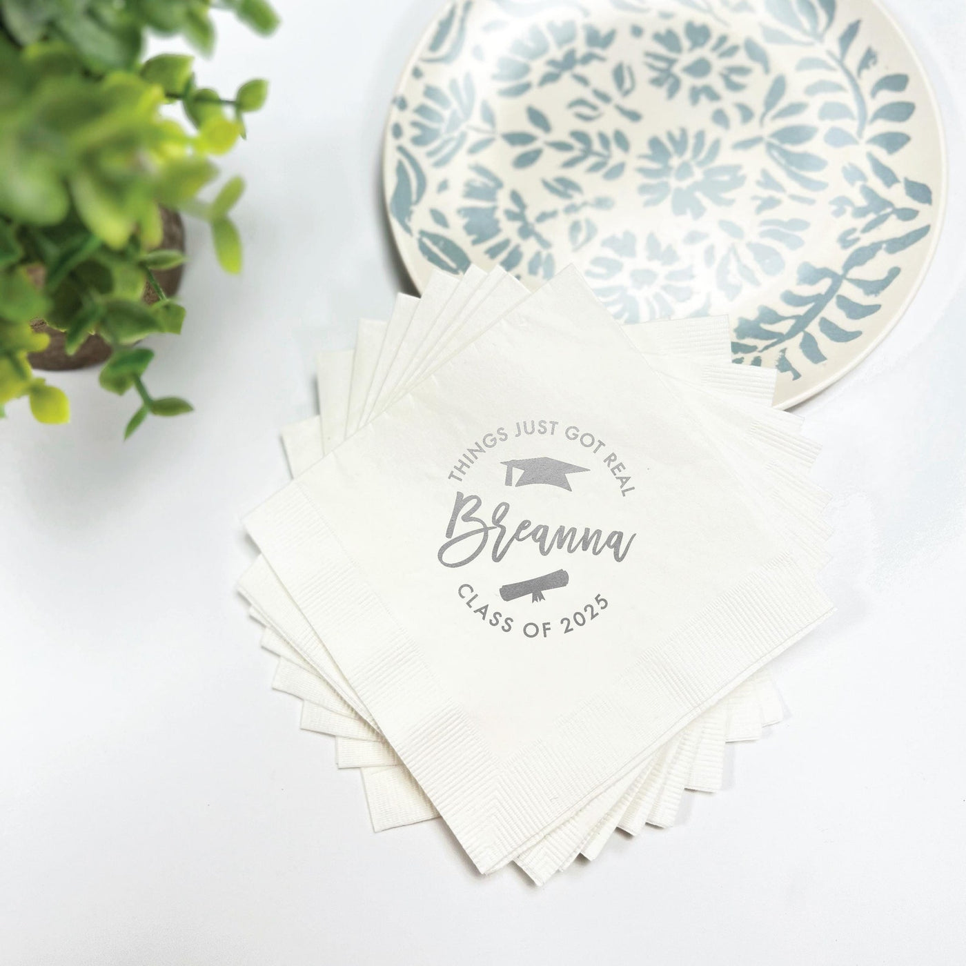 Things Just Got Real Personalized Graduation Napkins - Napkins - Foil Stamped