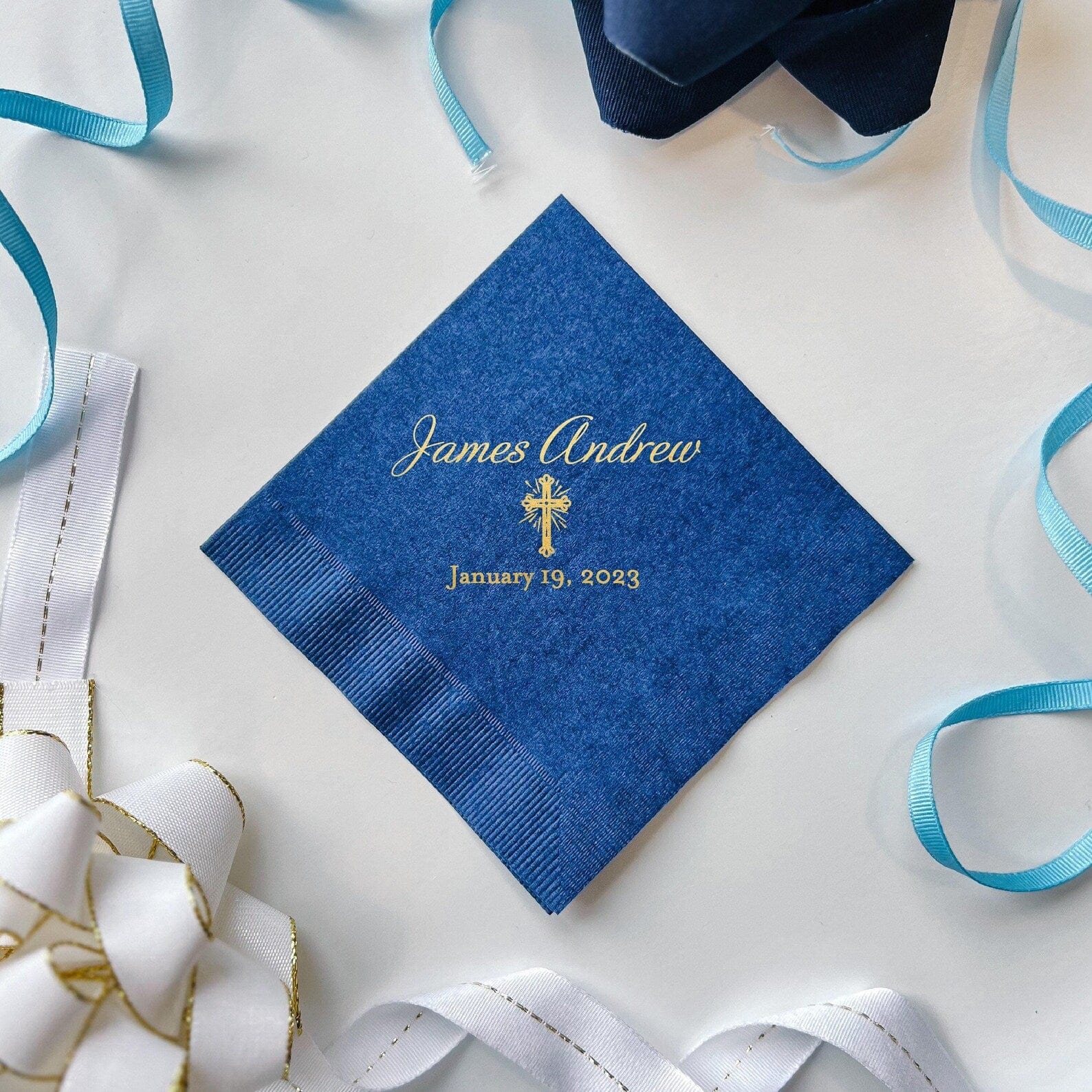 Personalized Baptism/Christening Napkins - Napkins - Foil Stamped