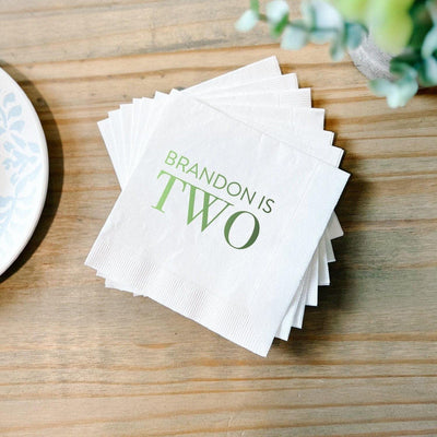 Two Cool Birthday Napkins - Napkins - Foil Stamped