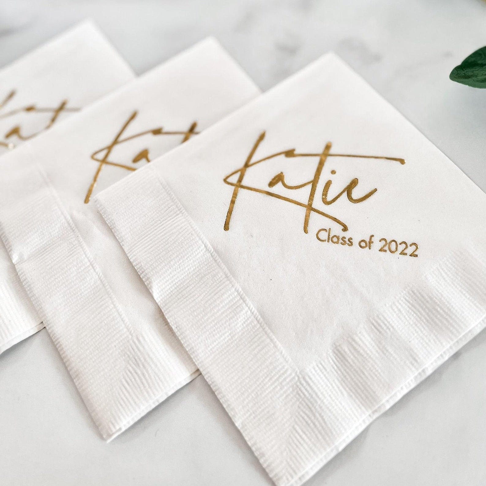 Modern First Name Graduation Napkins - Napkins - Foil Stamped