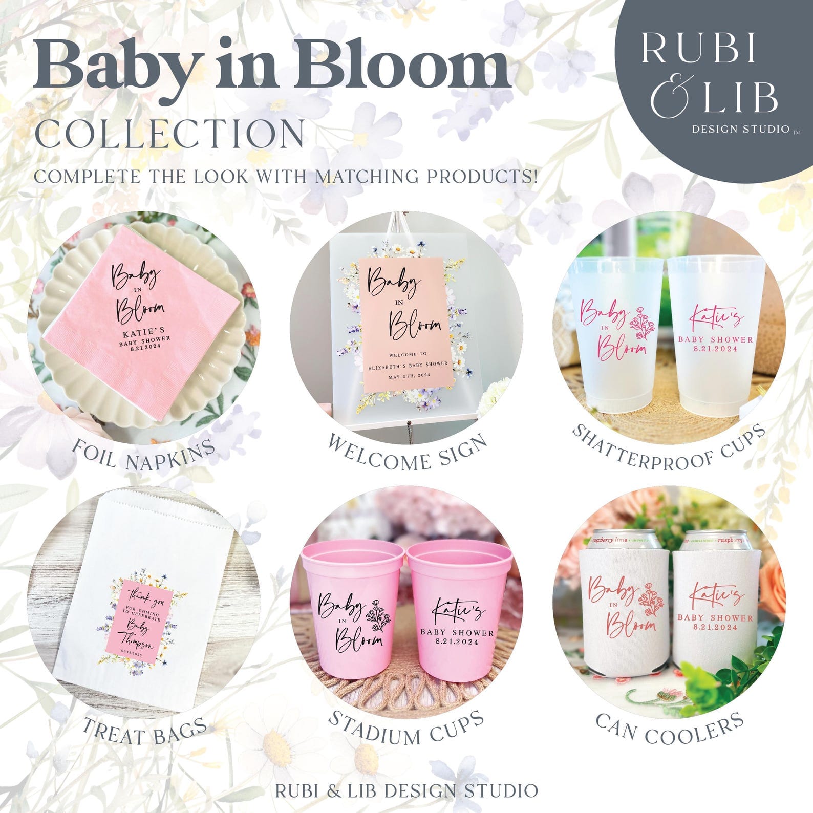 Baby in Bloom Personalized Baby Shower Napkins - Napkins - Foil Stamped