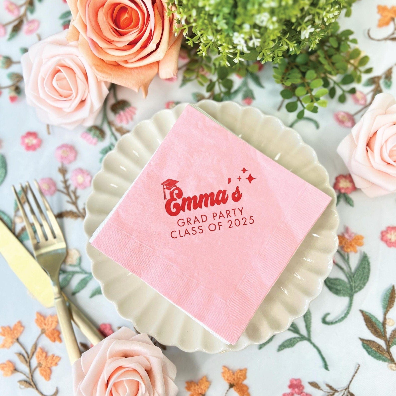 Personalized First Name Grad Party Napkins - Napkins - Foil Stamped