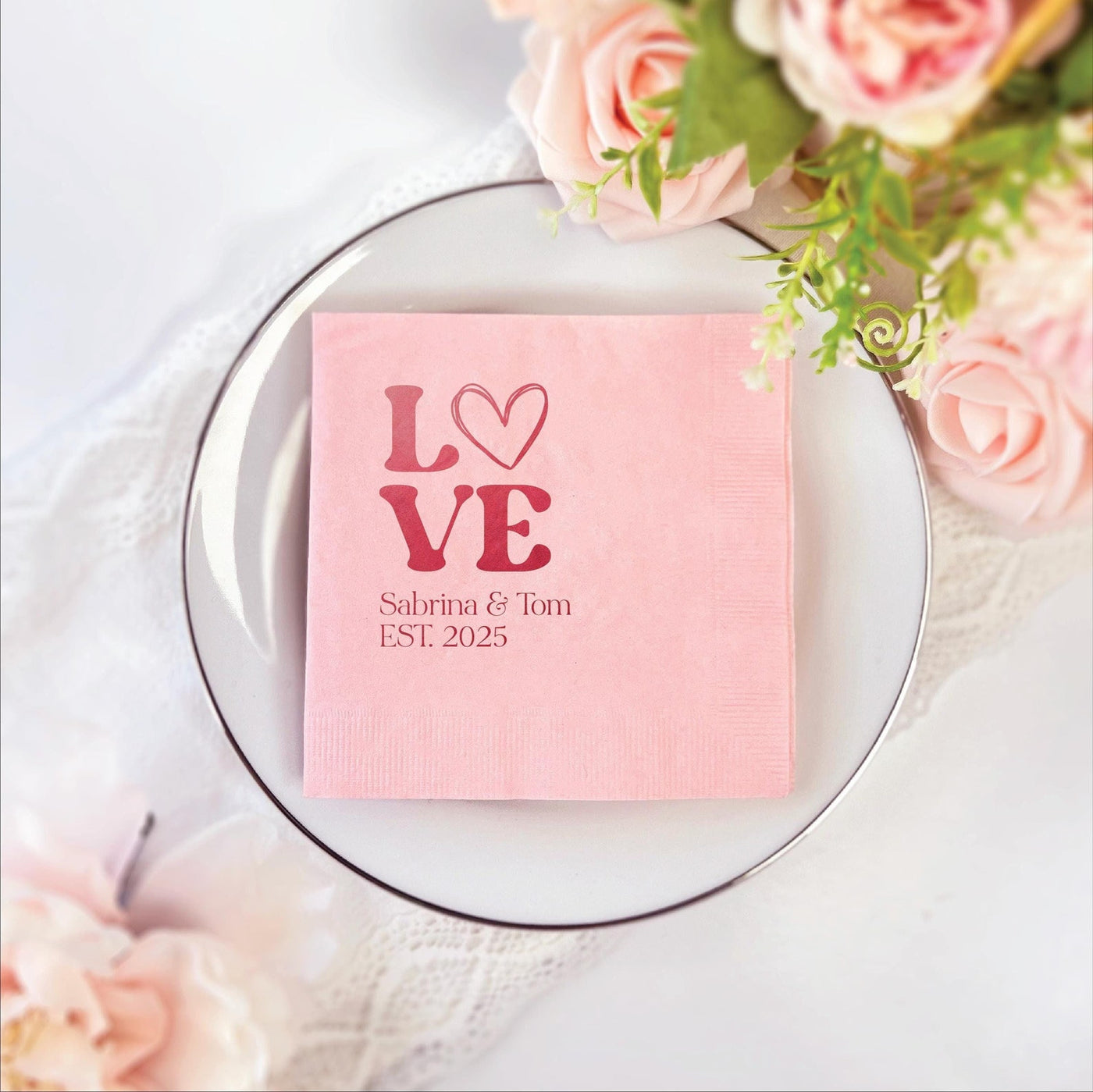 Love Personalized Valentine's Day Wedding Napkins