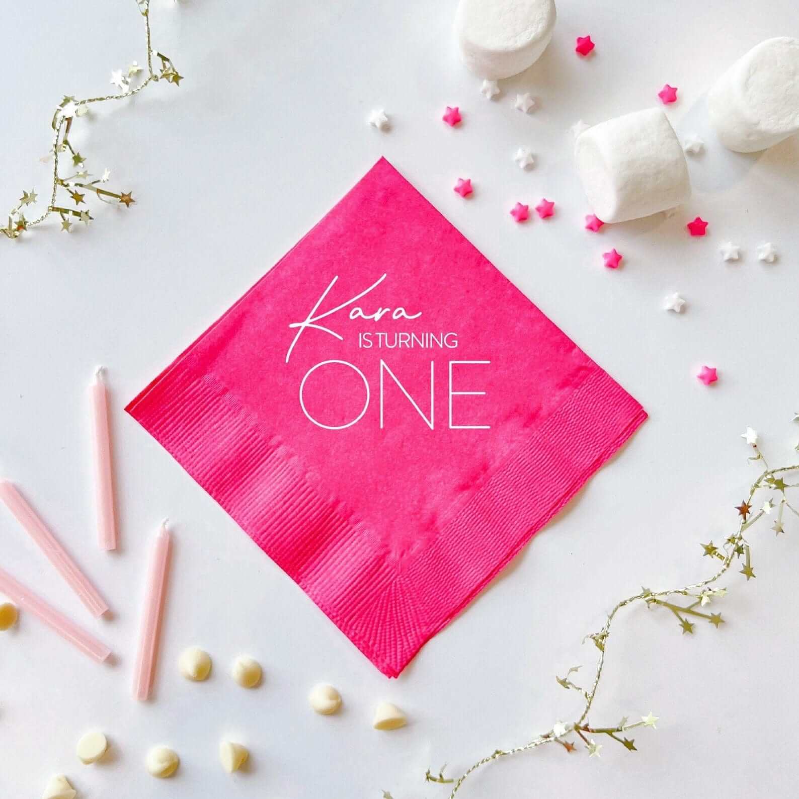 Hooray I‚Äôm ONE Personalized Birthday Napkins - Napkins - Foil Stamped