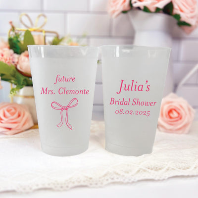 Elegant Bow Bridal Shower Frosted Plastic Cups