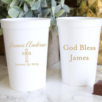 God Bless Personalized Christening/Baptism Stadium Cups - Cup - Stadium