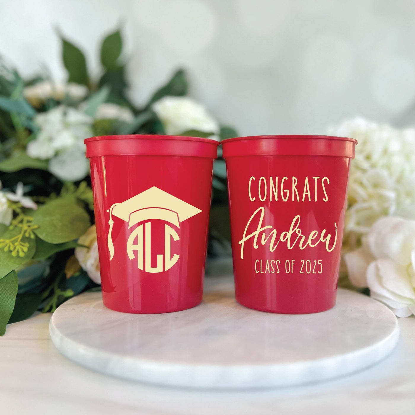 Graduation Cap Monogram Stadium Cups - Cup - Stadium