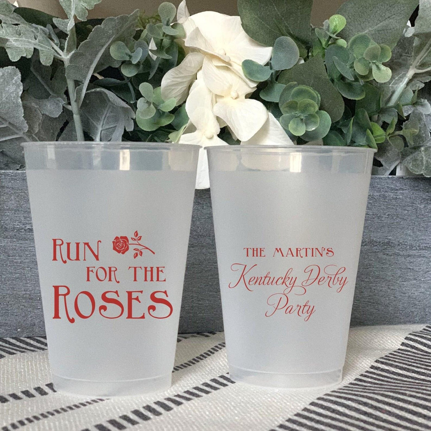 Run for the Roses Plastic Party Cups - Cup - Frosted