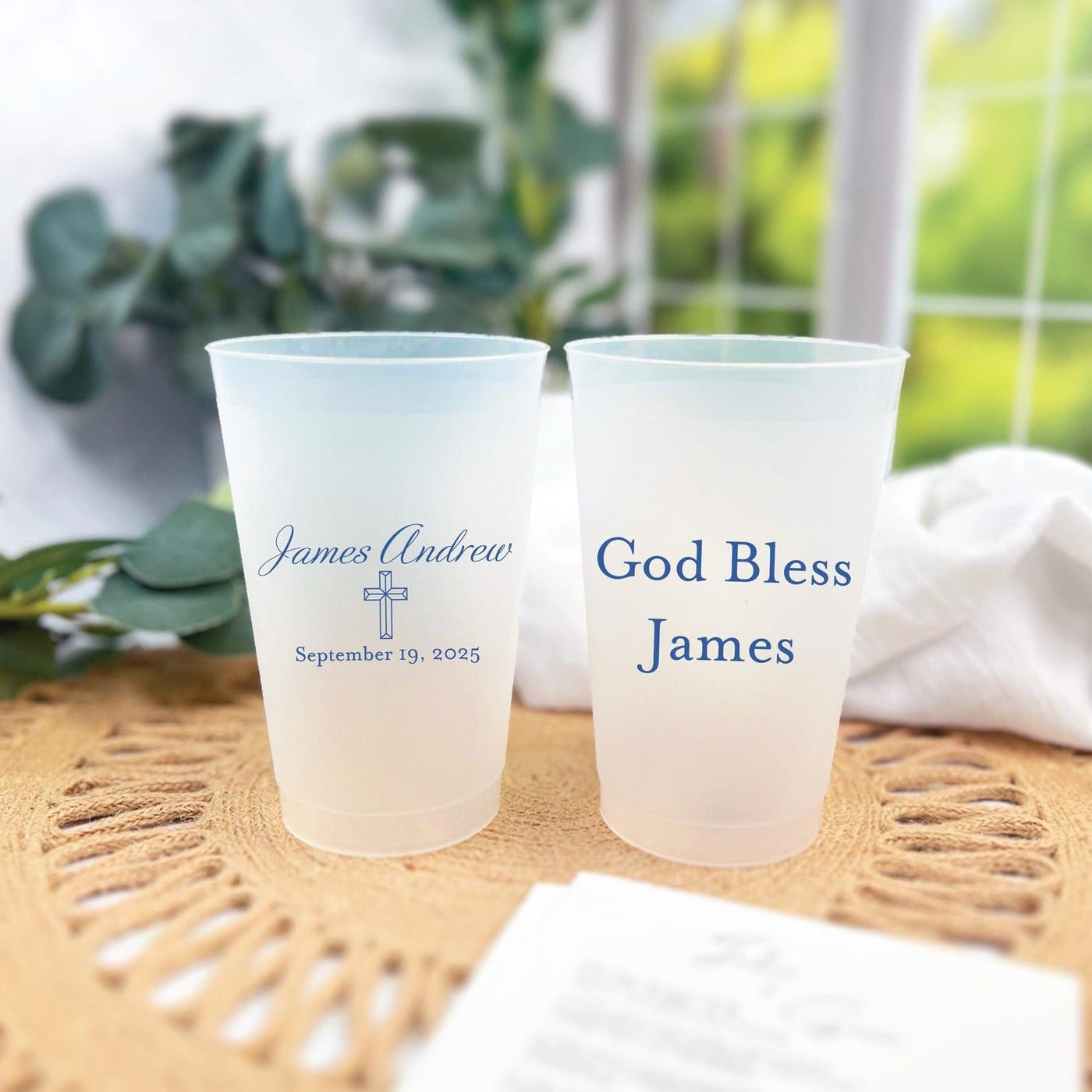 God Bless Personalized Christening Shatterproof Cups - Cup - Frosted