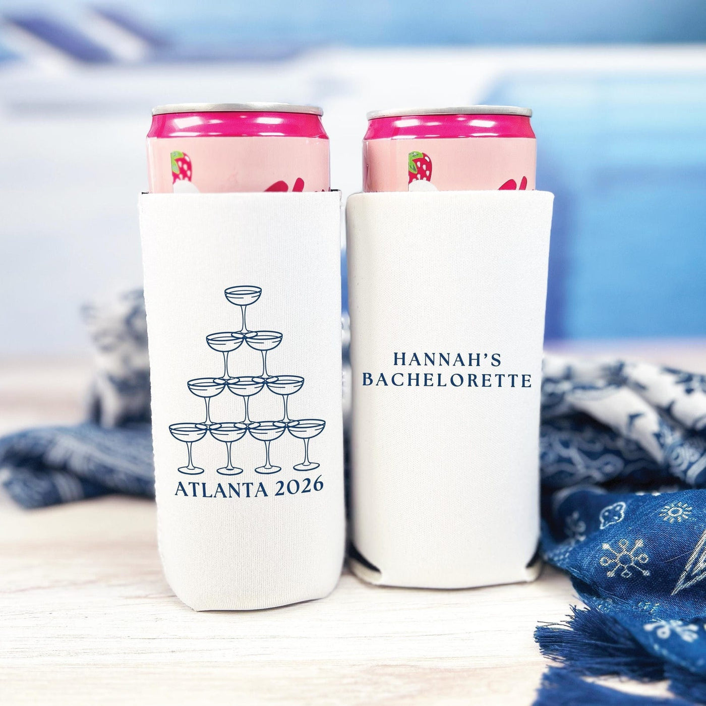 Champagne Tower Bachelorette Slim Can Cooler