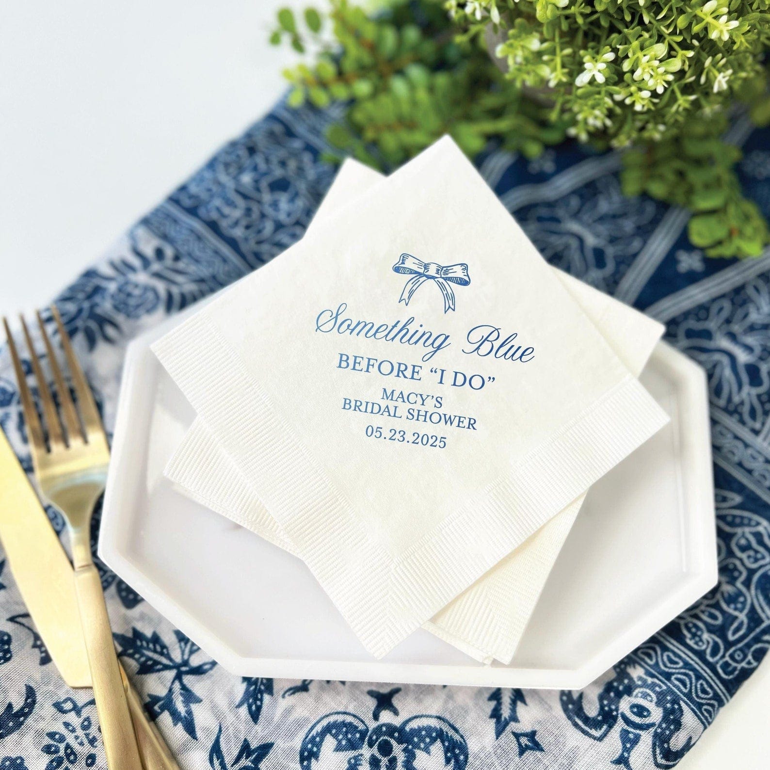 Something Blue Before I Do Bridal Shower Napkins - Napkins - Foil Stamped