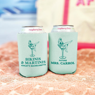 Bikinis And Martinis Personalized Bachelorette Can Cooler