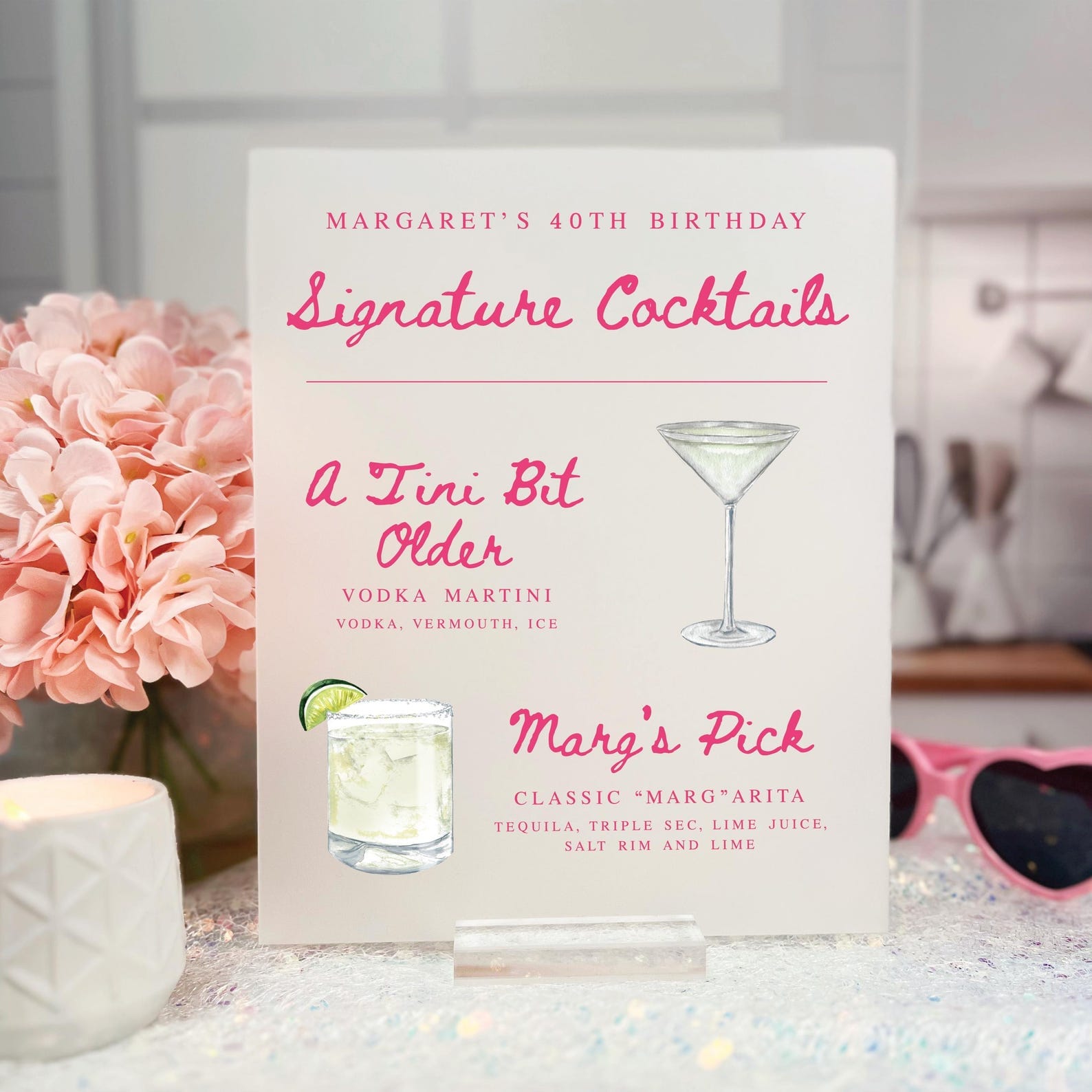 Birthday Signature Cocktails And Bar Menu Sign - Bar Menu