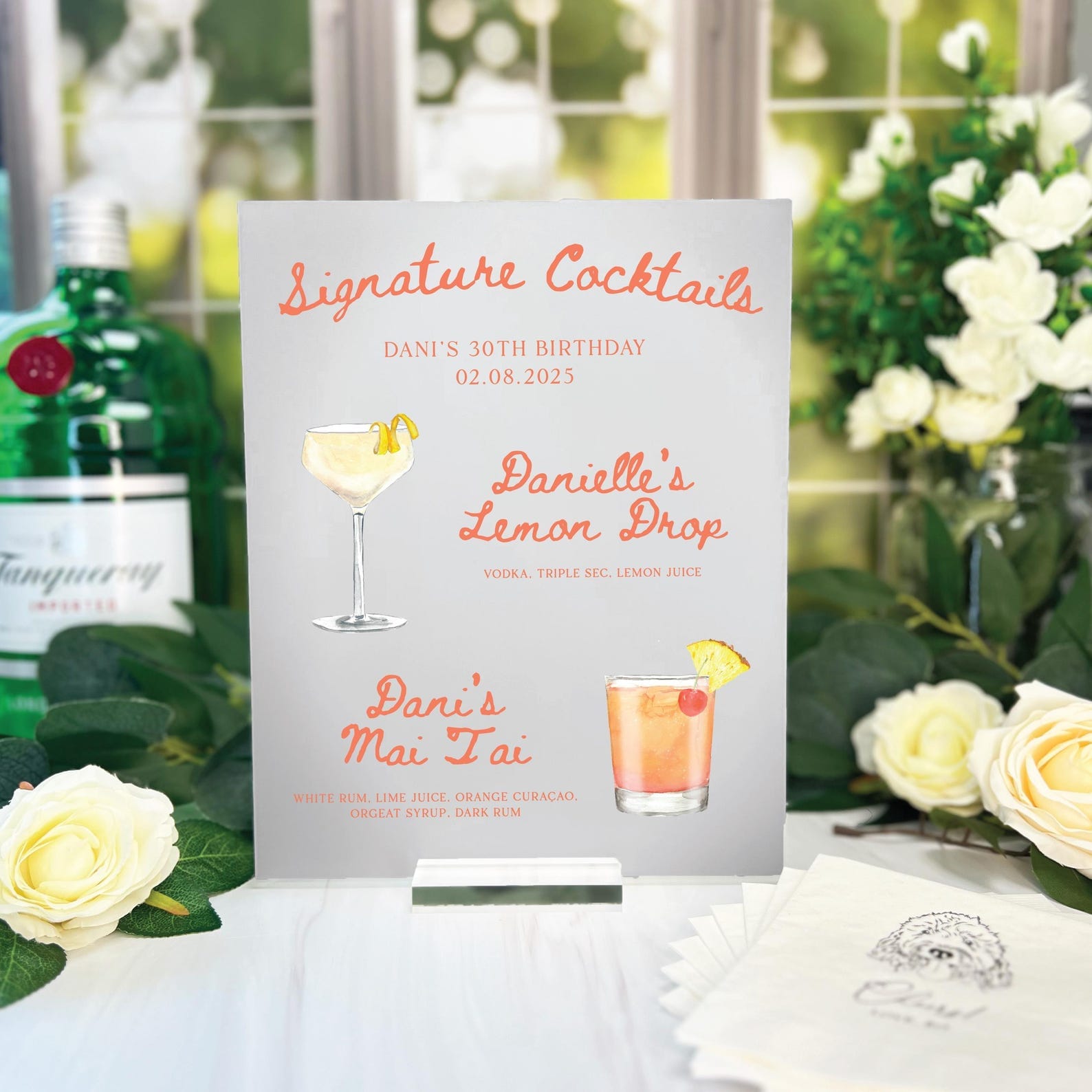 Adult Birthday Signature Cocktails Sign - Bar Menu