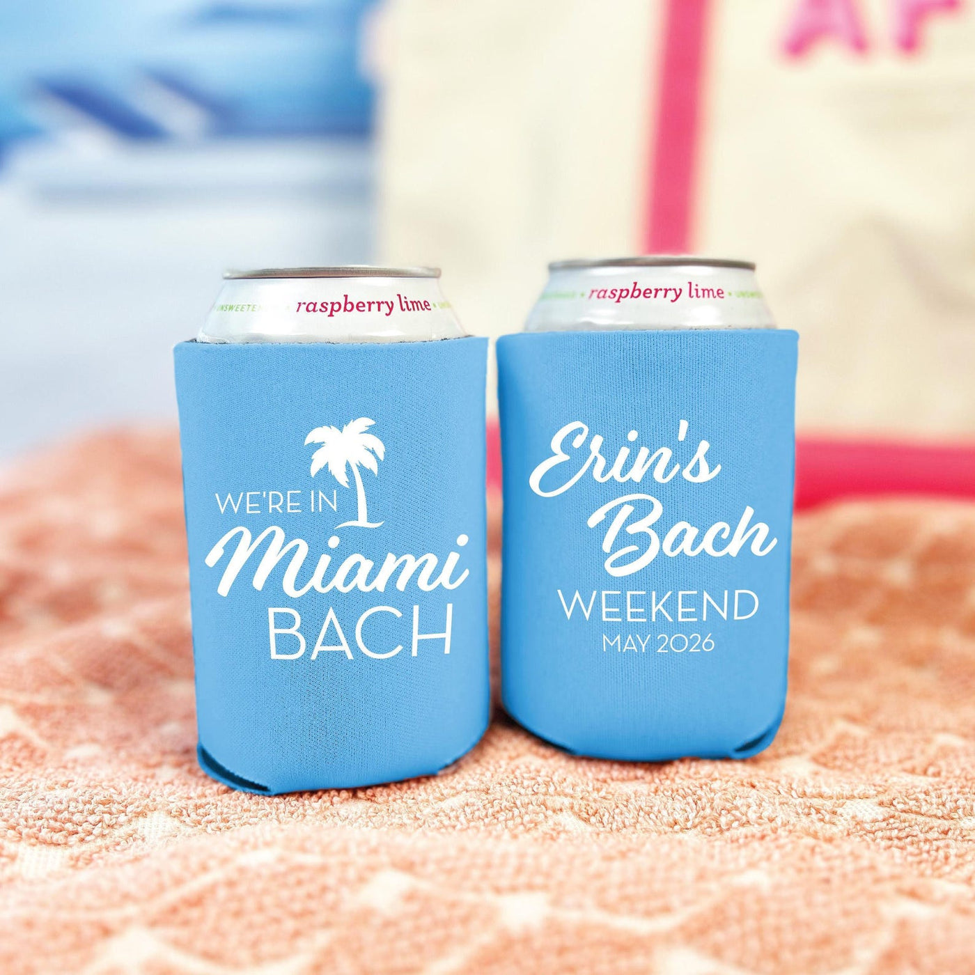 Beach Bach Personalized Bachelorette Can Cooler