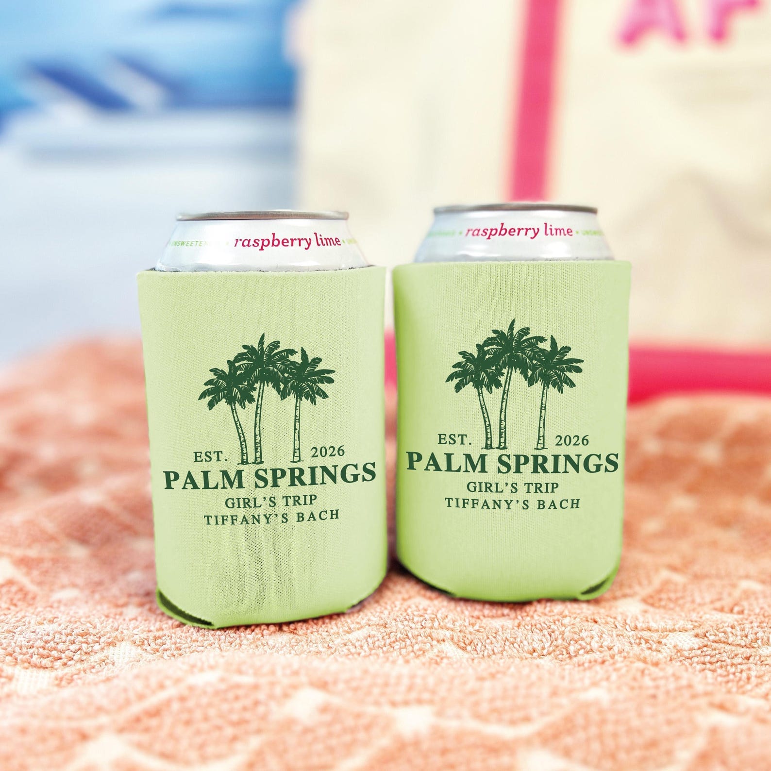 Palm Tree Personalized Bachelorette Can Cooler - Can Cooler