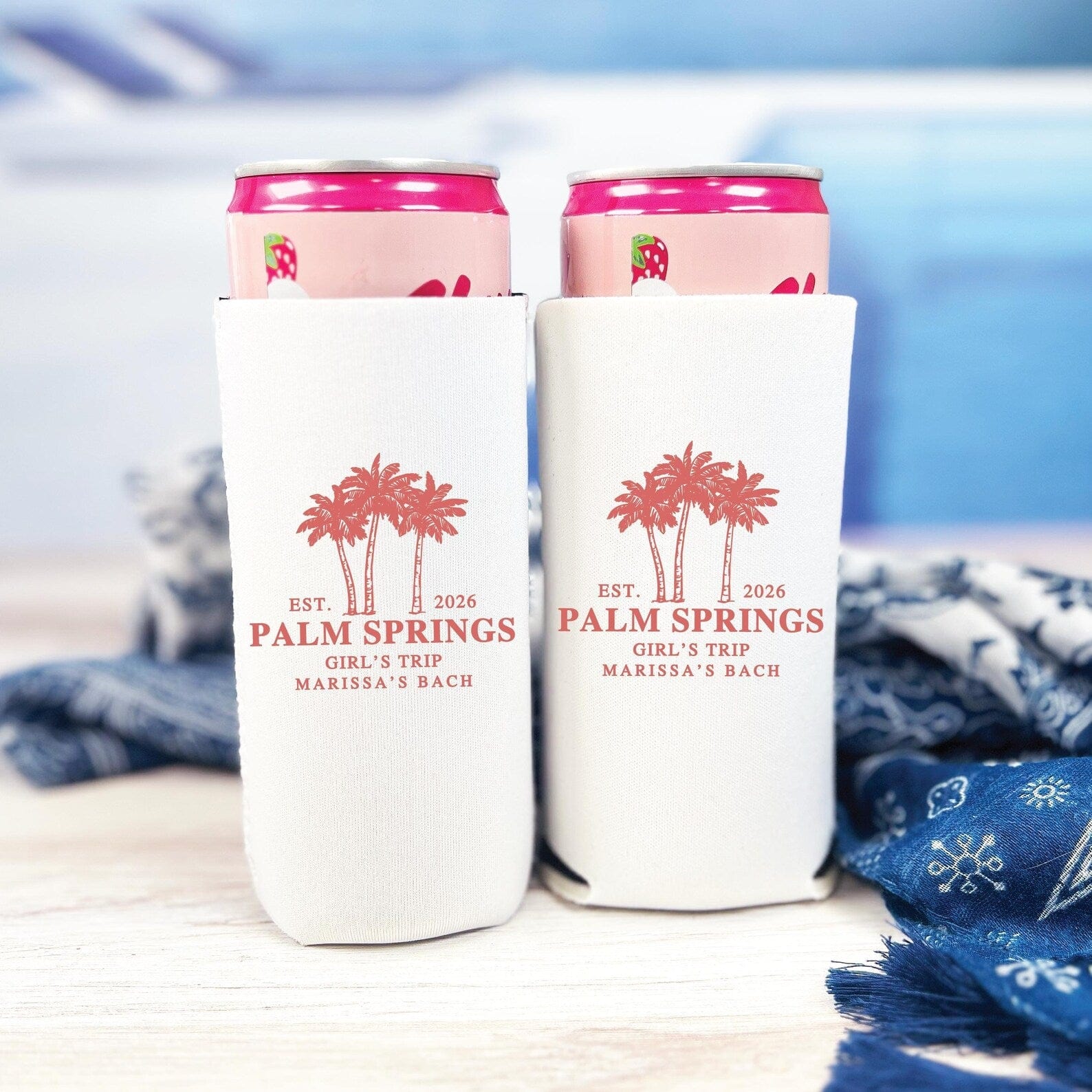 Palm Tree Bachelorette Slim Can Cooler - Can Cooler - Slim