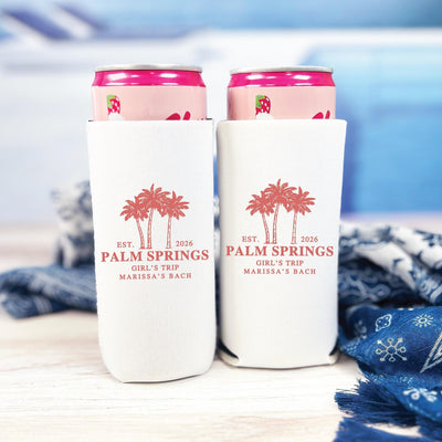 Palm Tree Bachelorette Slim Can Cooler