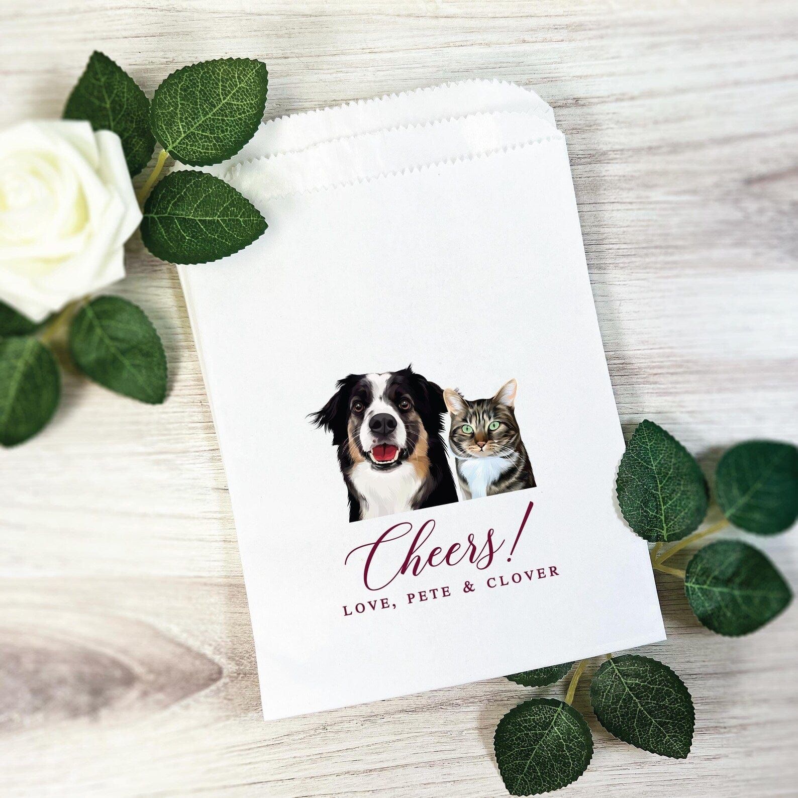 Cheers! Full Color Pet Wedding Treat Bags - Treat Bag - Custom Full Color